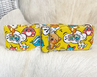 Collier pour chiens réglable, martingale ou clip, tissu japonais, manga, cartoon