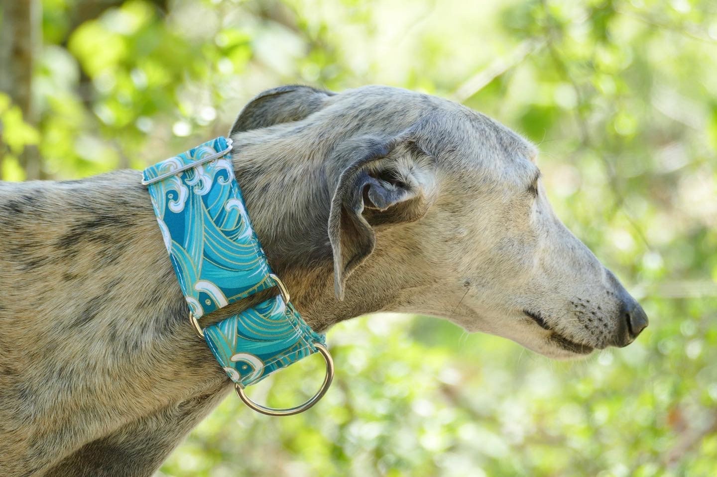 Collier Pour Chiens Réglable, Martingale ou Clip, Tissu Japonais, Vague Japonaise