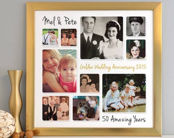 Personalised Golden Wedding Anniversary Photo Collage