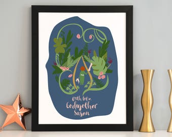 Personalised Godmother And Godchild Art