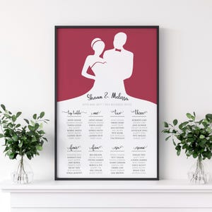 Personalised Bride And Groom Wedding Seating Plan | Table Seating Plans For Wedding