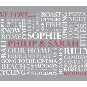 Personalised &#39;We Love&#39; Word Art Digital File