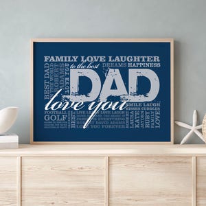Stampa artistica personalizzata con parole per papà / Word Cloud / Arte tipografica / Wordle / Word Art per la festa del papà / Regalo per papà