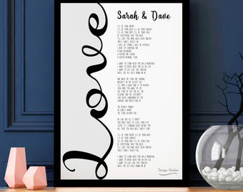 Personalised Song Lyrics Art