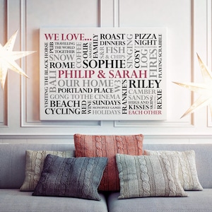 Personalised &#39;We Love&#39; Word Art Print | Word Cloud | Typographic Art | Wordle | Family Word Art
