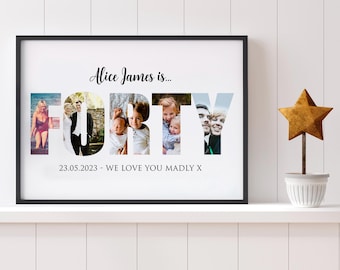 Photos personnalisées à l'intérieur du collage pour quarante anniversaires | Collage de photos | Art mural photo | Anniversaire marquant | 40e anniversaire