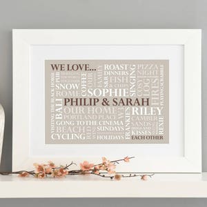 Personalised 'We Love' Word Art Print image 9