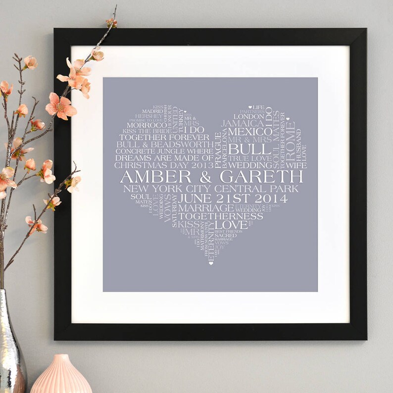 Personalised Wedding Word Art Print Etsy
