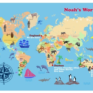 Fichier numérique de carte du monde personnalisée pour enfant