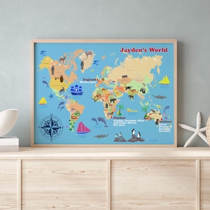 Carte du monde personnalisée pour enfant | Nouveau cadeau pour bébé | Carte du monde pour enfants