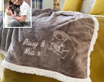 Manta Sherpa Mocha com Foto Bordada Personalizada | Manta Quente e Aconchegante | Cobertor Personalizado | Manta Personalizada