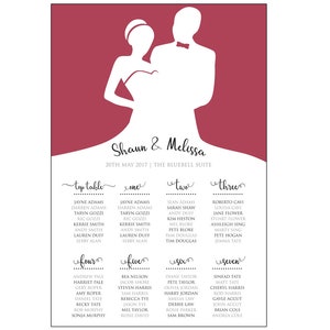 Personalised Bride And Groom Wedding Seating Plan Digital File
