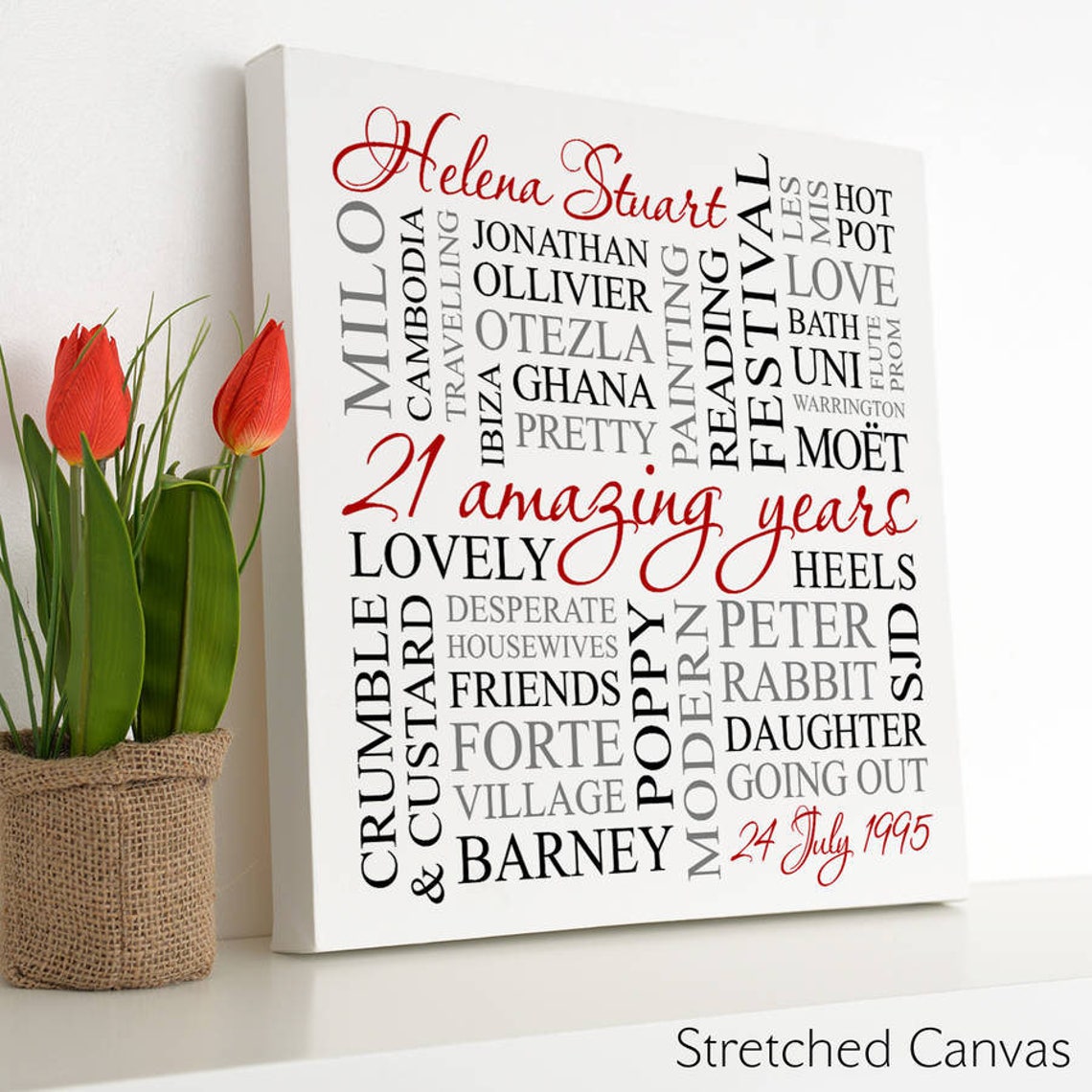 Personalised 21st Birthday Square Word Art | Word Cloud | Typographic ...
