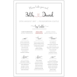 Personalised Wedding Seating Plan