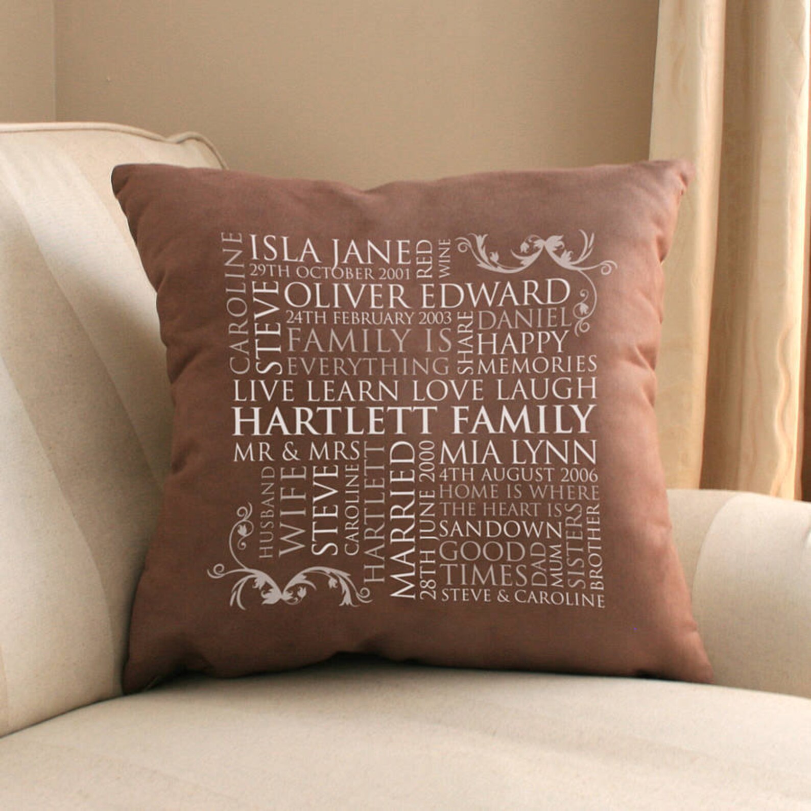 Personalised Family Word Art Cushion Etsy