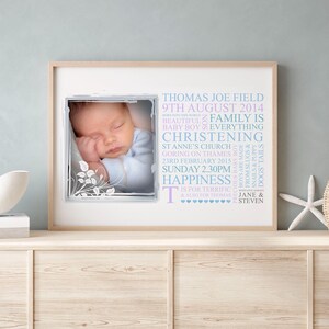 Personalised Baby Christening Art Gift | New Baby Christening Gift | Baby Christening