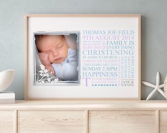 Personalised Baby Christening Art Gift | New Baby Christening Gift | Baby Christening