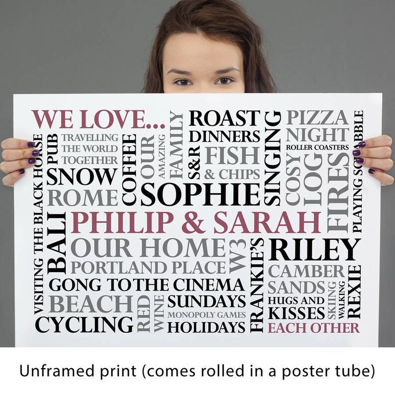 Personalised 'We Love' Word Art Print image 6