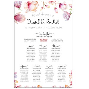 Personalised Floral Wedding Seating Plan Digital File