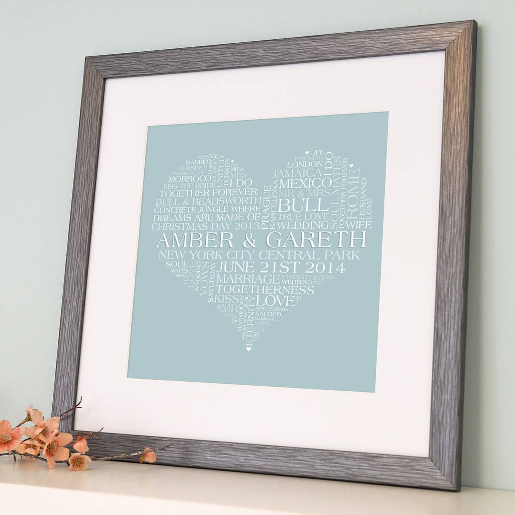Personalised Wedding Word Art Print Etsy