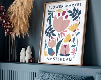 Amsterdam Flower Market Print, Flower Art, Abstract Wall Art, Bedroom Wall Décor