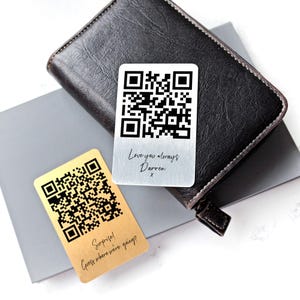 Portafoglio in metallo con messaggio segreto personalizzato con codice Q / Portafoglio / Portafoglio / Carta di credito con foto