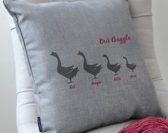 Personalised Gaggle Of Geese Family Cushion