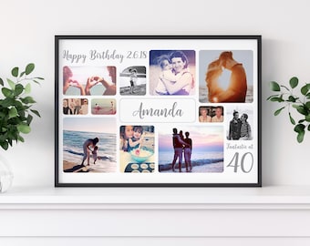 Collage photo personnalisé pour 40e anniversaire | Collage de photos | Art mural photo | Anniversaire marquant | 40e anniversaire