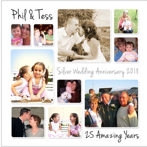 Personalised Silver Wedding Anniversary Photo Collage Digital File