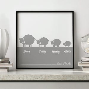 Personalised Flock Of Sheep Family Print | Family Artwork |  Sheep Art