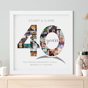 Personalised Ruby Wedding Anniversary Collage | Wedding Anniversary Gift |  Ruby Wedding Anniversary | Photo Montage | 40 Years
