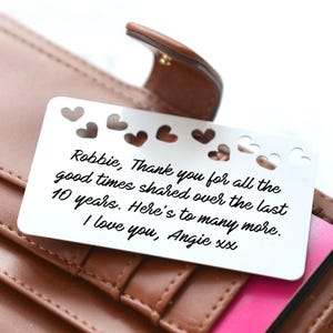 Personalised Message With Hearts Metal Wallet Card | Wallet Card | Purse Card | Photo Credit Card | Mother&#39;s Day Gift