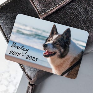 Personalisierte Haustier Erinnerung Foto Metall Brieftasche Karte | Brieftasche Karte | Geldbörse Karte | Foto Kreditkarte