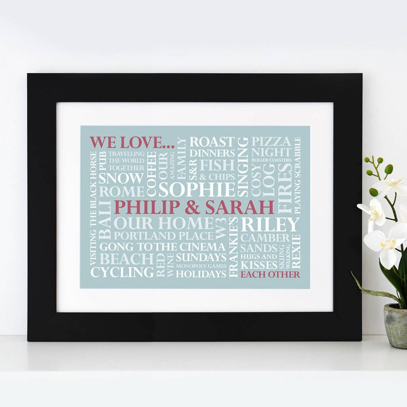 Personalised 'We Love' Word Art Print image 1