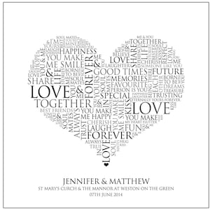 Personalised Heart Word Art Digital File