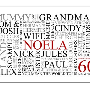 Personalised 60th Birthday Word Art Digital File