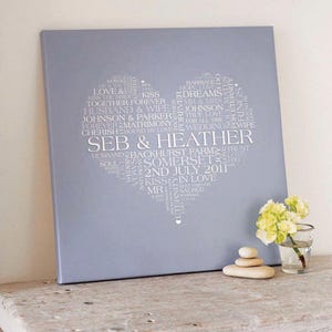 Personalised Wedding Word Art Print | Word Cloud | Typography | Heart Word Art | Wedding Engagement Gift