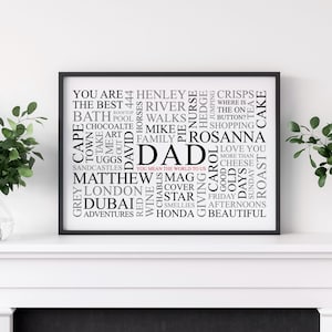 Stampa artistica con parole preferite da papà / Word Cloud / Arte tipografica / Wordle / Word Art per la festa del papà / Regalo per papà