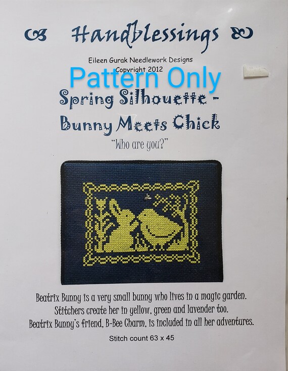 Handblessings Cross Stitch Pattern Spring Silhouette Bunny Etsy