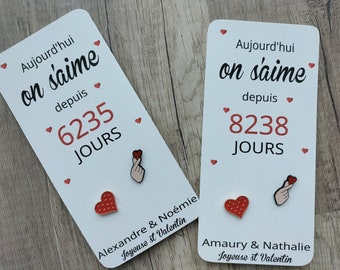 Carte pour son amoureux(se) avec 2 pin's cœur st valentin