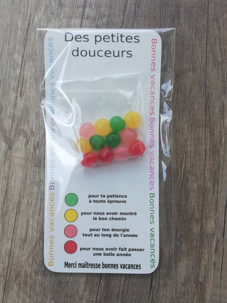 carte merci maitresse bonbons Sans enveloppe