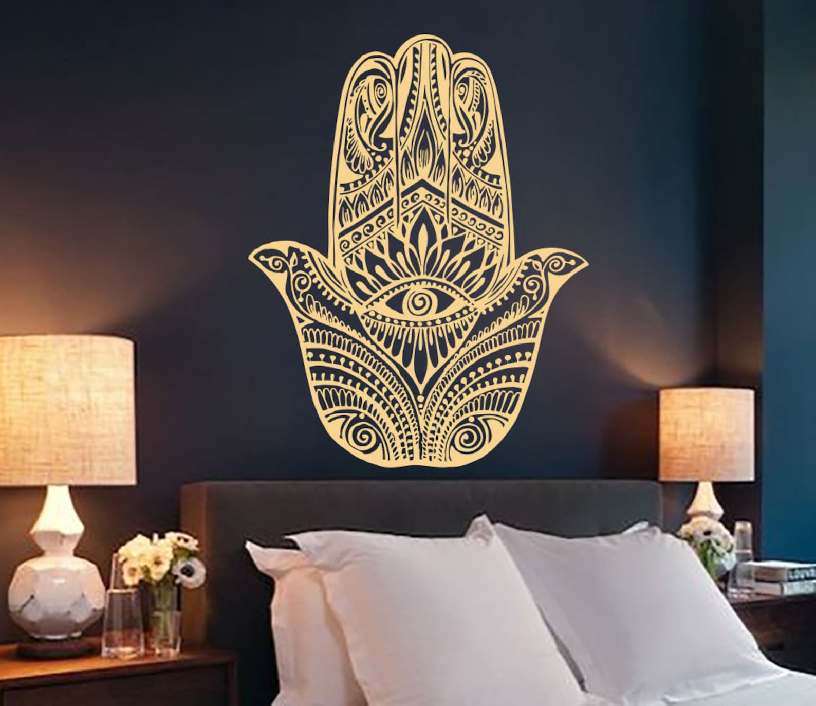 Hamsa Wall Decal Vinyl Sticker Decals Home Decor Hamsa Hand Etsy