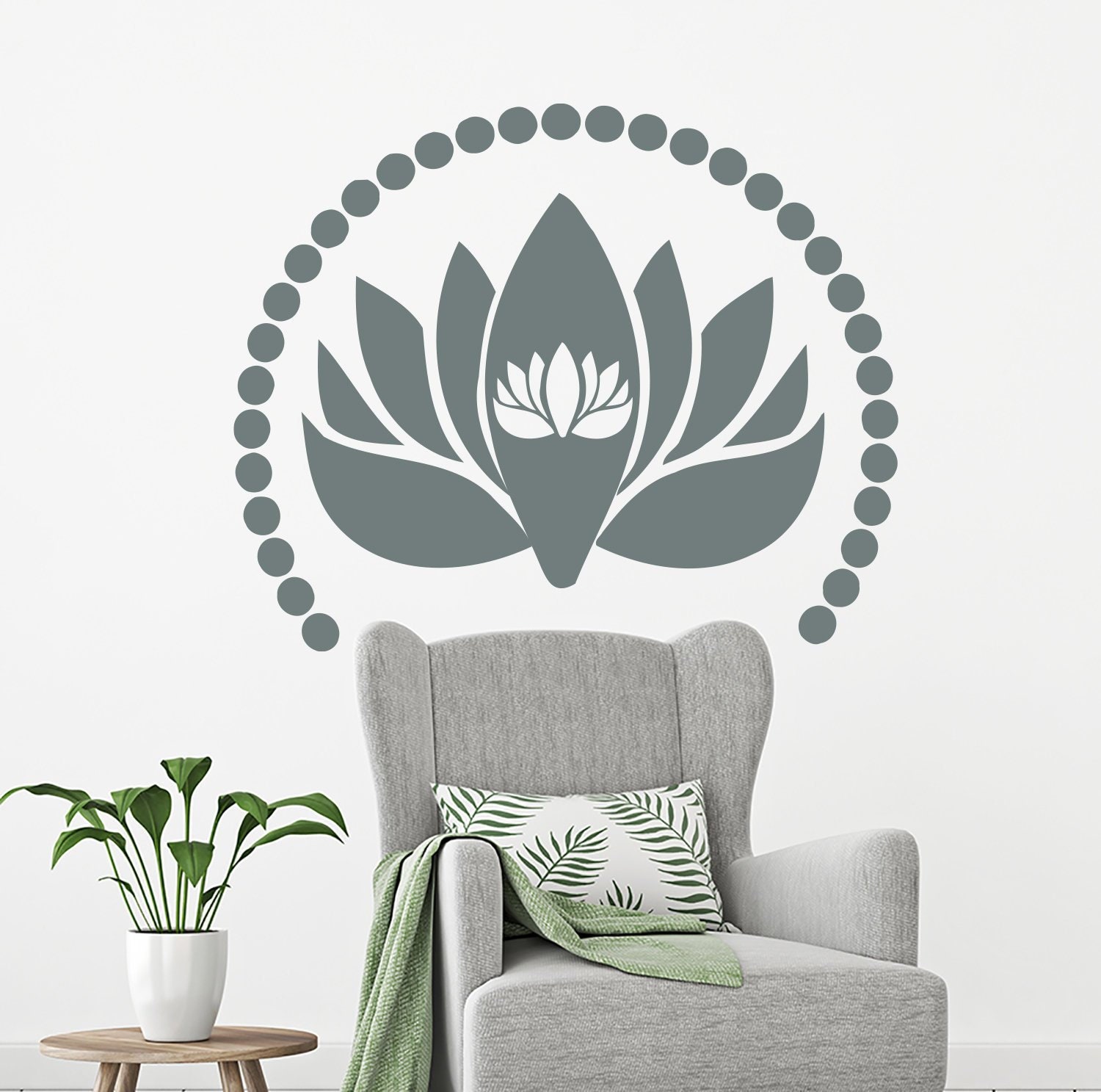 Lotus Wall Decal Lotus Flower Wall Decal Yoga Wall Art Etsy