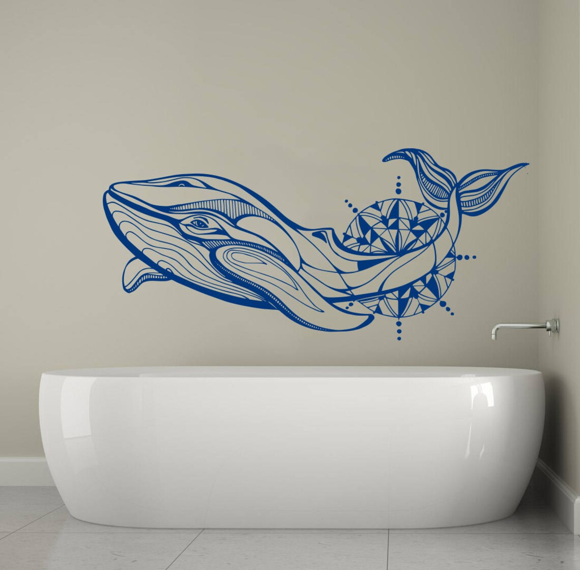 Whale Wall Decals Whale Vinyl Sticker Mandala Wall Decor Etsy
