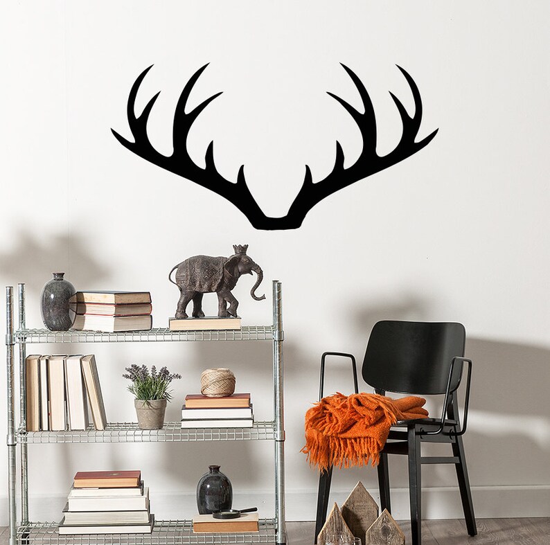 Deer Antler Wall Decals Decal Vinyl Boho Style Home Decor Bedroom Horns Hunting Modern S145