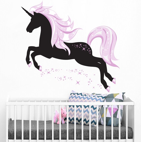 Unicorn Wall Decals Horse Wall Decal Unicorn Stickers Vinyl Decal Full Color Boho Style Nursery Bedroom Decor Unicorn Wall Modern Decal S184