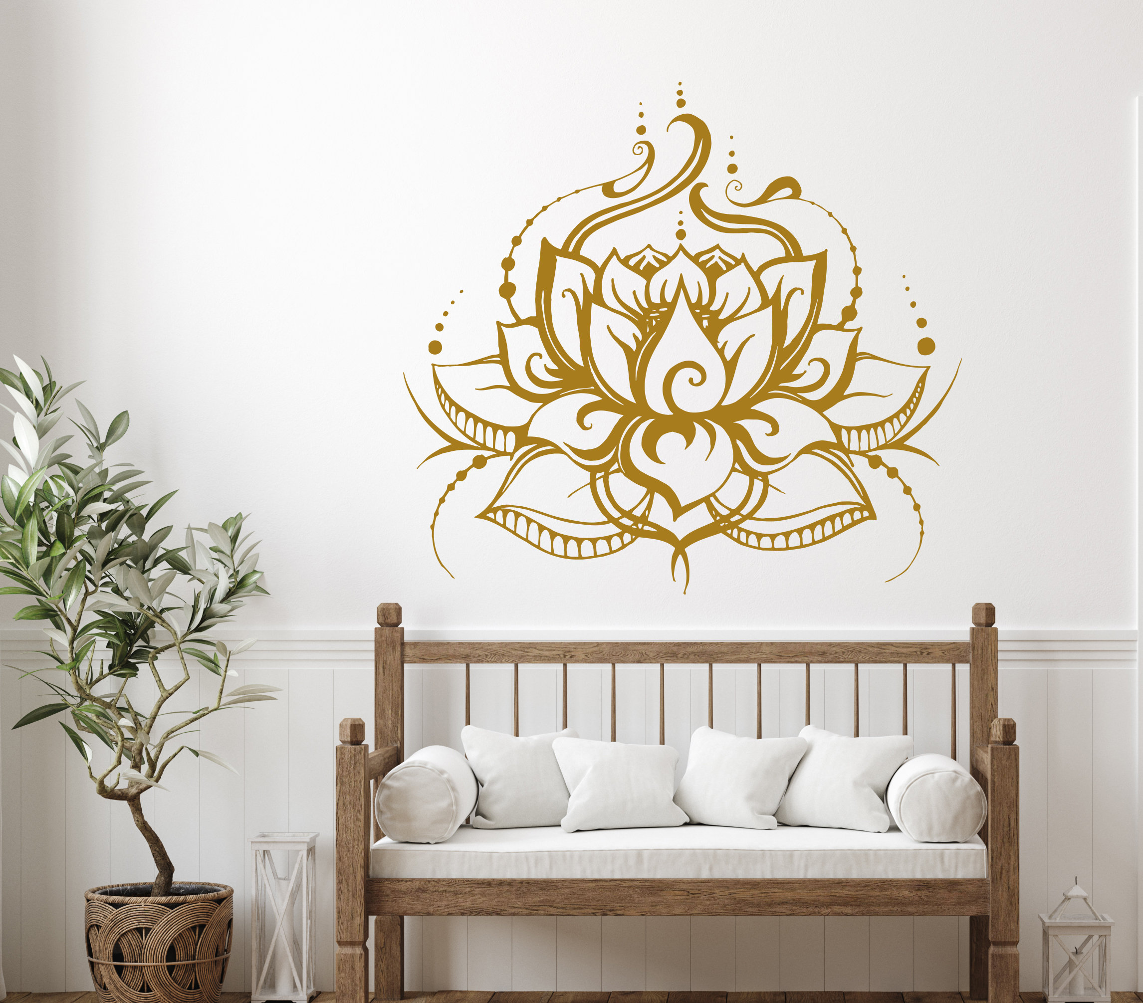Lotus Wall Decal, Home Yoga Studio Wall Decor, Lotus Flower Vinyl ...