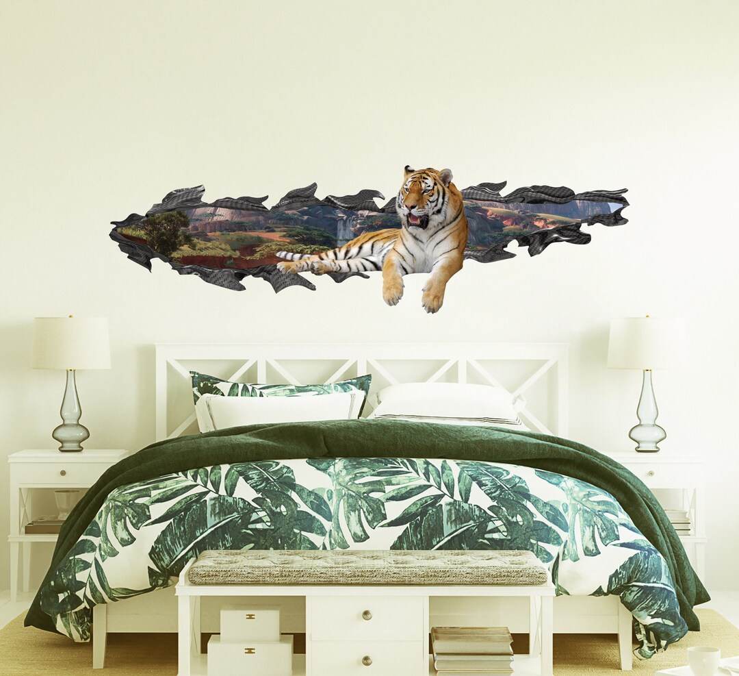 3D Effect Tiger Wall Decal Safari Bedroom Decor Africa - Etsy