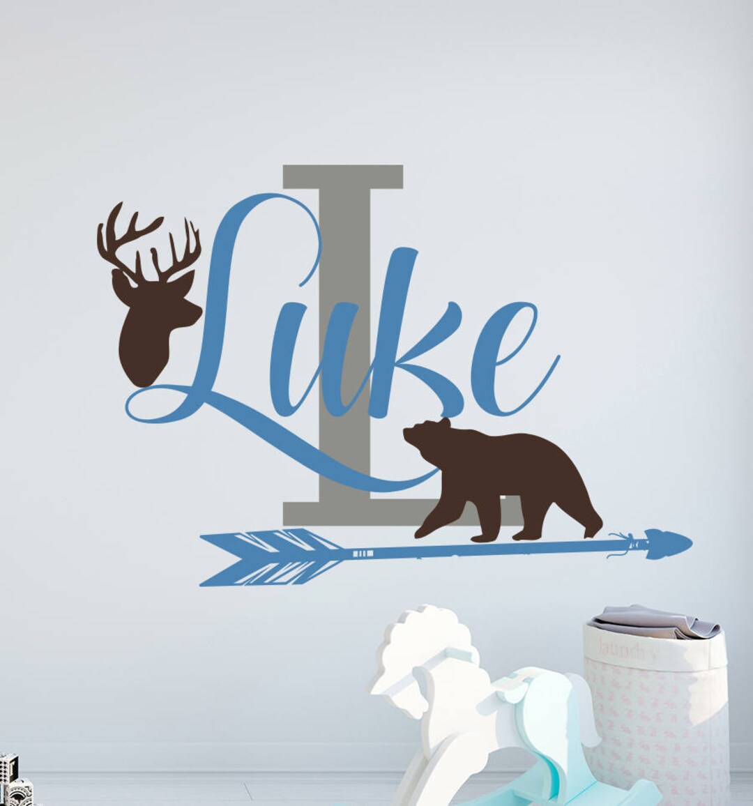 Personalized Name Wall Decal Baby Boy Nursery Forest Deer Bear Decal ...