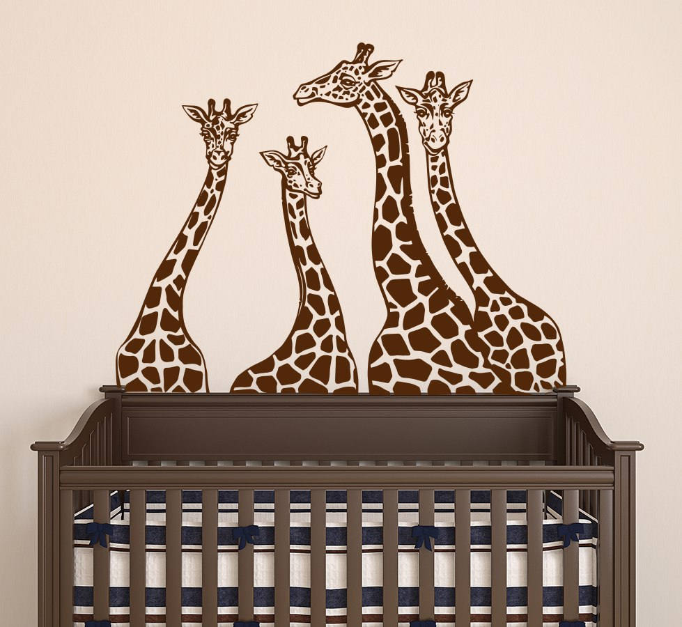 Giraffe Wall Decals Giraffe Family Wall Stickers Animal Etsy